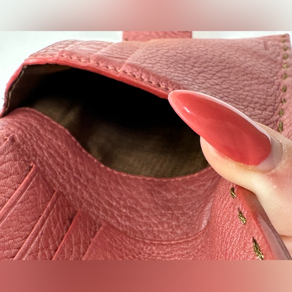 FENDI RARE METALLIC PINK SELLERIA  LEATHER COMPACT WALLET - Picture 12 of 15